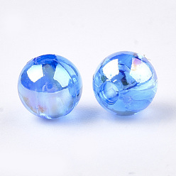 Royal Blue Transparent Plastic Beads, AB Color Plated, Round, Royal Blue, 8mm, Hole: 1.8mm, 2000pcs/500g