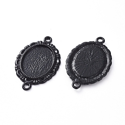 Other Color Electrophoresis Alloy Cabochon Connector Settings, Nickel Free, Oval, Black, Tray: 14x19mm, 33x20x2mm, Hole: 2mm