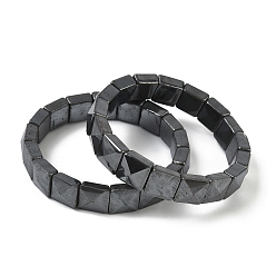 Черный Камень Браслеты из натуральных черных камней, эластичные, для женщин и мужчин, внутренний диаметр: 2-1/4~2-3/8 дюйм (5.55~5.95 см)
