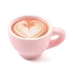 Pink Подвески из смолы и железа, Кофейная чашка с подвесками в виде сердечек, розовые, 24.5x19x13.5 мм, отверстие : 3x4 мм