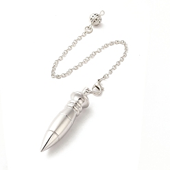 Платина Стеллаж гальванический латунный биолокационный маятник большие подвески, шарм пули, без кадмия и без свинца, платина, 245 мм, отверстие : 1.5 мм