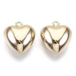 Real 18K Gold Plated Brass Pendants, Nickel Free, Heart, Real 18K Gold Plated, 20~22x18x10mm, Hole: 2mm