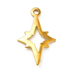 Golden Rack Plating Brass Pendants, Long-Lasting Plated, Star Charm, Golden, 22x14x1mm, Hole: 1.6mm