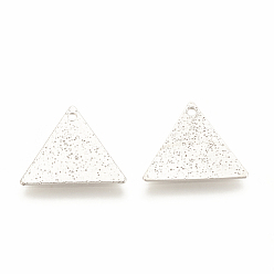 Real Platinum Plated Brass Charms, Triangle, Nickel Free, Real Platinum Plated, 13x15x0.5mm, Hole: 1mm