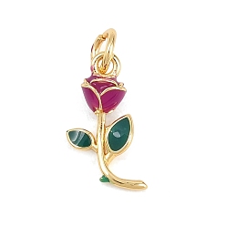 Фиолетовый Латунные подвески, с эмалью, , реальный 18 k позолоченный, без кадмия и без свинца, фиолетовые, 14x8x4.5 мм, отверстие : 3.5 мм