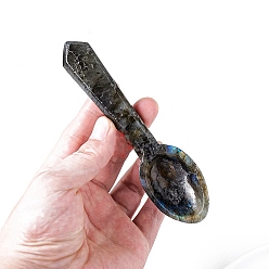 Лабрадорита Резные фигурки целебных ложек из натурального лабрадорита, Украшения из камня с энергией Рейки, 130~140x35 мм