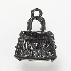 Black Spray Painted Brass Locket Pendant Cabochon Settings, Flat Oval, Black, Tray: 30x40mm, 52x39x9mm, Hole: 2.8mm, Inner Measure: 25x34mm