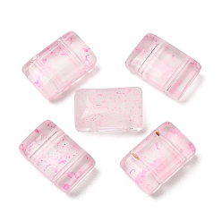 Pink 2-Loch-Einbrennlack, transparente Glasperlen, Rechteck, rosa, 17.5x11.5x7 mm, Bohrung: 1.6 mm, ca. 387 Stk. / 1000 g