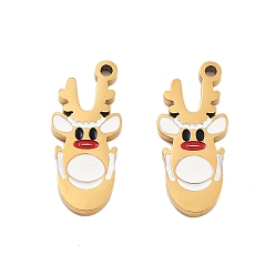 Олень Ионное покрытие (ip) 304 подвески из нержавеющей стали, эмалевые подвески на рождественскую тематику, золотые, олень, 17x7x1 мм, отверстие : 1.2 мм