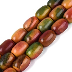 Green Natural Agate Beads Strands, Jujube, Dyed & Heated, Green, 17~18x12.5~13.5mm, Hole: 0.9~1.2mm, about 22pcs/strand, 15.16~15.55 inch(38.5~39.5cm)