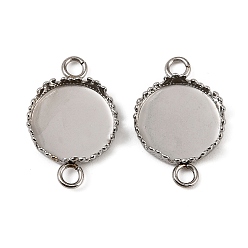 Нержавеющая Сталь Цвет 304 оправы для кабошонов из нержавеющей стали, плоско-круглые, чашки безеля с краем короны, цвет нержавеющей стали, лоток : 12 мм, 21x13.5x4 мм, отверстие : 2.5 мм