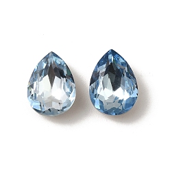 Аквамарин K 5 кабошоны из стеклянного страза, задние и задние, граненые, слеза, аквамарин, 14x10x5 мм