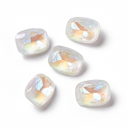Crystal Mocha Fluorescent Style K9 Glass Rhinestone Cabochons, Pointed Back, Rectangle, Crystal, 8x6x3mm