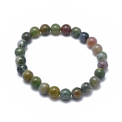 Agate Indienne Bracelets extensibles en agate naturelle indienne, ronde, 2 pouces ~ 2-3/8 pouces (5~6 cm), perle: 5.8~6.8 mm