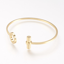 Real 18K Gold Plated Brass Cuff Bangle, Real 18K Gold Plated, 1-3/4 inchx2-1/4 inch(46x57mm)