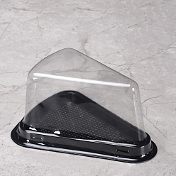 Black Plastic Cake Slice Containers with Lids, Individual Cheesecake Boxes, Triangle, Black, 148x75mm