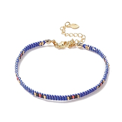 Blue Handmade Japanese Seed Baided Beaded Bracelet for Women, Blue, 7-3/8 inch(18.8cm)