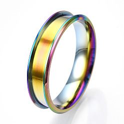 Rainbow Color 201 рифленое кольцо из нержавеющей стали для женщин, Радуга цветов, размер США 12 3/4 (22 мм), широк: 6 мм
