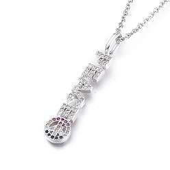 Нержавеющая Сталь Цвет Ожерелье с кулоном из кубического циркония, с 304 кабельными цепочками из нержавеющей стали, слово мир и знак мира, красочный, цвет нержавеющей стали, 19.29 дюйм (49 см)