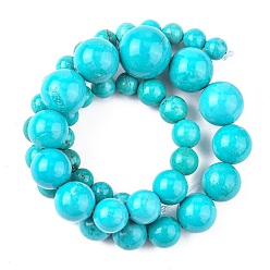 Howlite Natural Magnesite Graduated Beads Strands, Dyed & Heated, Round, 8~19.5mm, Hole: 0.8~1.4mm, about 45pcs/strand, 18.9~19.1 inch(48~48.5cm)