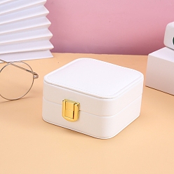 White Square PU Leather Jewelry Set Boxes, Flip Cover Box with Velvet Inside and Magnetic Clasps, Storage Gift Case, White, 10x10x5.8cm