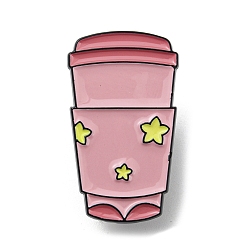 Pink Milk Tea Alloy Enamel Brooch, for Men and Women, Dirnk, Pink, 30.5x17.5x1.5mm