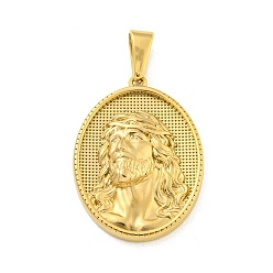 Золотой Ионное покрытие (ip) 304 подвески из нержавеющей стали, овал со святым шармом, золотые, 35.5x26x4 мм, отверстие : 9.5x5 мм
