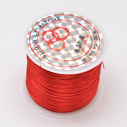 Rouge Chaîne de cristal élastique plat, fil de perles élastique, pour la fabrication de bracelets élastiques, teint, rouge, 0.8mm, environ 65.61 yards (60m)/rouleau