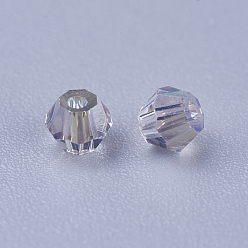 Ghost Light K9 Glass Beads, Faceted, Bicone, Ghost Light, 3x3mm, Hole: 0.8mm