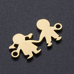 Golden 201 Stainless Steel Links connectors, Girl with Boy, Golden, 10x16x1mm, Hole: 1.5mm