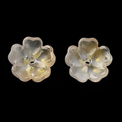 Желтый Колпачок из окрашенных и нагретых стеклянных бусин с градиентным цветом, 5-лепестков цветка, с блеском порошок, желтые, 13x14x5 мм, отверстие : 1.6 мм