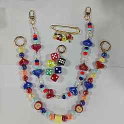 (52) Непрозрачная лаванда 4шт. акриловые, пластиковые и смоляные бусины в форме сердца, яблока, удлиняющие цепочки для сумок и стальные броши в форме игральных костей, с литыми пружинными кольцами, аксессуары для замены сумок, золотые, разноцветные, 41~465 мм