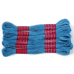 Темно-Голубой 6 мотки 6-слойная вышивка, светящийся шнур из полиэстера, вышивка нитью, глубокое синее небо, 0.5 мм, 8м/моток