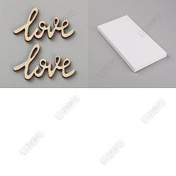 Кукурузный Шелк 100 шт. необработанные деревянные вырезы, Слово любовь, цвет колоса кукурузы, 32.5x54.5x2.5 мм