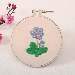 Flower DIY Flower Pattern Embroidery Kits, Including Printed Cotton Fabric, Embroidery Thread & Needles, Primrose Pattern, 120mm