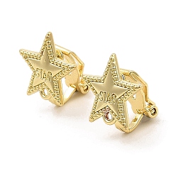 Golden Alloy Clip-on Earring Findings, with Horizontal Loops, for Non-pierced Ears, Star, Golden, 14.5x13.5x12mm, Hole: 1mm
