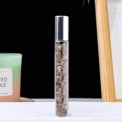Smoky Quartz Natural  Smoky Quartz Chip Bead Roller Ball Bottles, with Cover, SPA Aromatherapy Essemtial Oil Empty Glass Bottle, 10.7cm