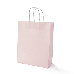 Misty Rose Rectangle Paper Bags, with Handles, for Gift Bags and Shopping Bags, Misty Rose, 33.5x26x12cm, Fold: 33.5x26x12cm