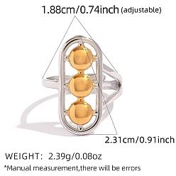 Oval Регулируемые 304 манжеты из нержавеющей стали с открытыми кольцами, широкая полоса кольца, золотые и нержавеющая сталь цвет, овальные, внутренний диаметр: 18.8 мм