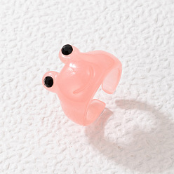 19967 Pink Шикарное минималистичное кольцо из акриловой смолы с четким дизайном и винтажным французским стилем., украшенные сверкающими драгоценными камнями – креативные женские украшения