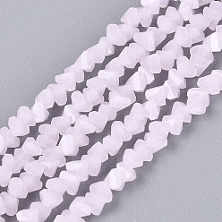 Розовый Стеклянные бусины, имитация нефрита , треугольные, граненые, туманная роза, 2~2.5x3.5~4x3.5~4 мм, отверстие : 0.8~0.9 мм, около 126~132 шт / нитка, 13.78~14.96 дюйм (35~38 см)