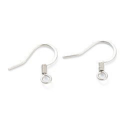 Stainless Steel Color 316 Surgical Stainless Steel Earring Hooks, Ear Wire, with Horizontal Loop, Stainless Steel Color, 15mm, Hole: 2mm, 22 Gauge, Pin: 0.6mm