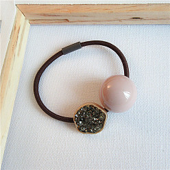 Korean Pink Chic and Elegant Pearl Hair Tie with Diamond Accents for Girls