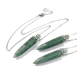 Зеленый Авантюрин Ожерелья с подвесками в виде флаконов духов из натурального зеленого авантюрина, 304 & 201 ожерелья из нержавеющей стали с цепочкой для женщин, цвет нержавеющей стали, 18.70 дюйм (47.5 см)