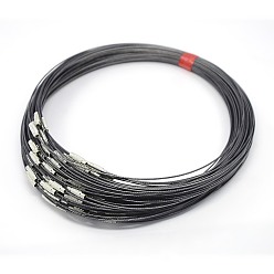 Slate Gray 201 Stainless Steel Wire Necklace Cord, Nice for DIY Jewelry Making, with Brass Screw Clasp, Slate Gray, 17.5 inch, 1mm, clasp: 12x4mm