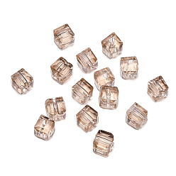 BurlyWood Transparent Acrylic Beads, Faceted Cube, BurlyWood, 8x8x8mm, Hole: 1.5mm, 50pcs/bag
