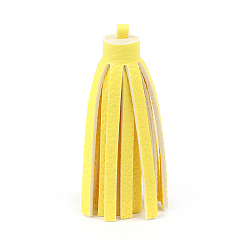 Yellow PU Leather Tassel Big Pendants Decorations, Yellow, 80mm