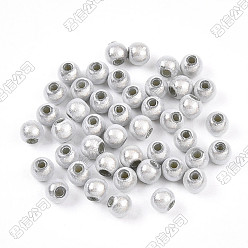 Серебро Непрозрачные акриловые бусины, окрашенные распылением, круглые, серебряные, 6 мм, отверстие : 2 мм, Около 4510 шт / 500 г