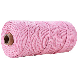 Pearl Pink Cotton String Threads for Crafts Knitting Making, Pearl Pink, 3mm, about 109.36 Yards(100m)/Roll