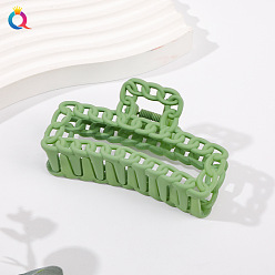 Matte Square Chain Clamp - Apple Green Square Chain Hair Clip with Hollow Design for Updo Hairstyles and Shark Jaw Grip - Matte Finish